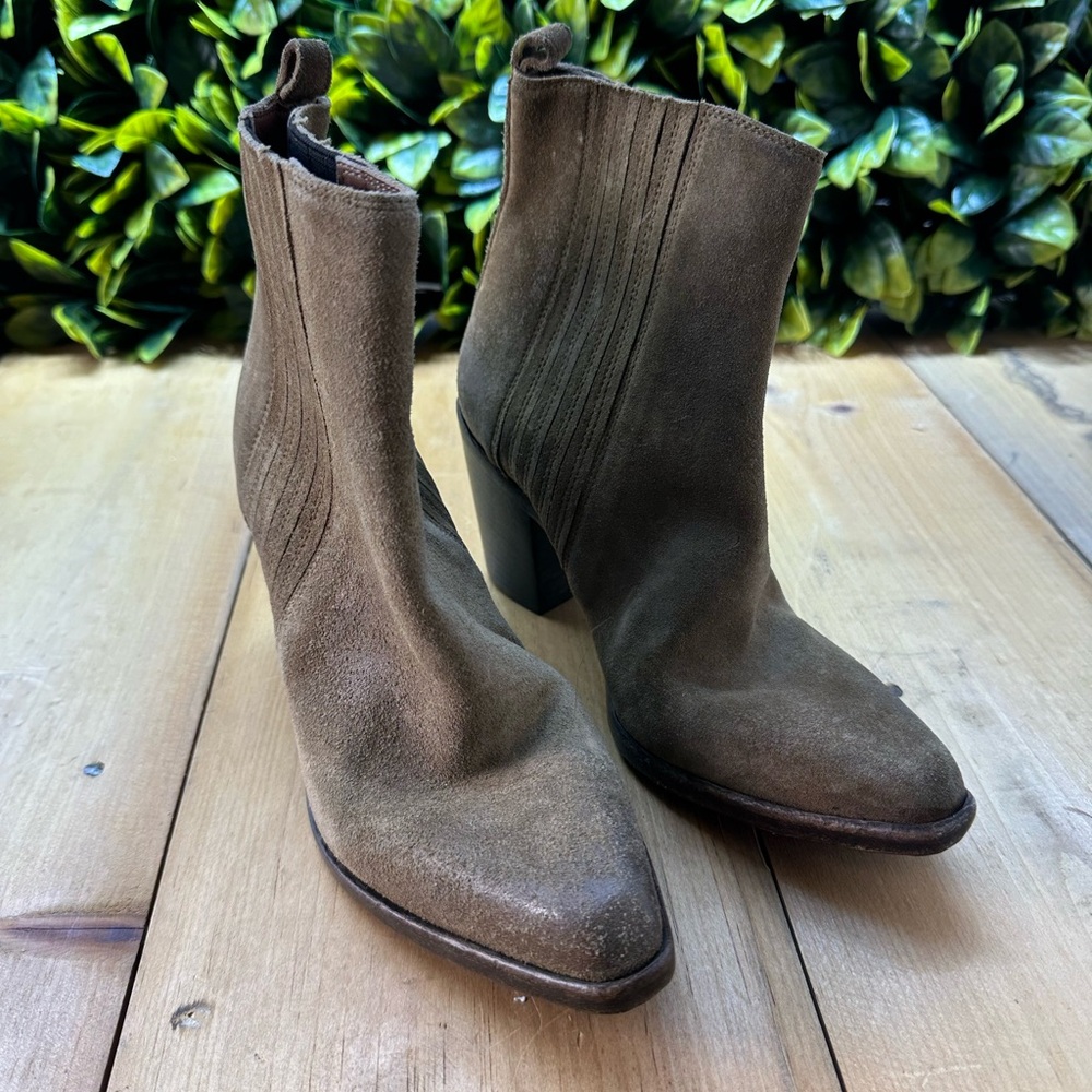 Sartore Paris Brown Suede Western Heeled Ankle Boots Size 35